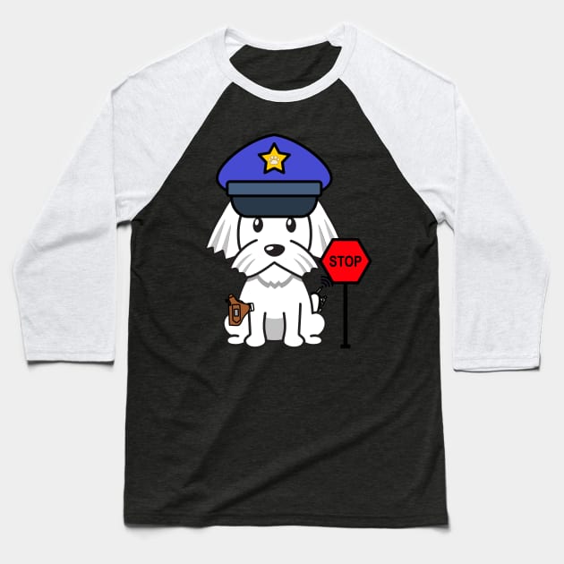 Cute white dog is a police Baseball T-Shirt by Pet Station